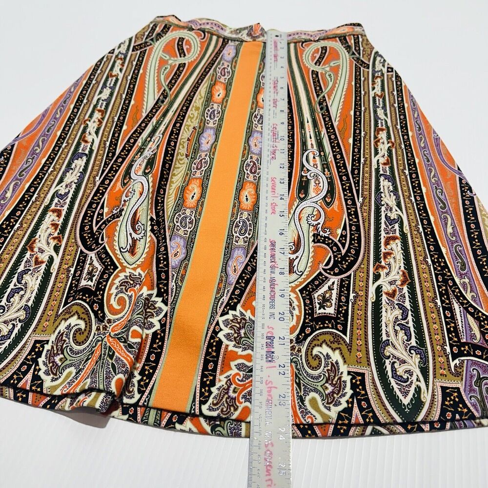ETRO A-Line Skirt 42 US 6 Orange Multi Color Paisley Jersey Skirt IT NWT $890 - Picture 8 of 8
